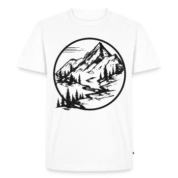 Paysage de montagne | Sentier de randonnée pédestre | Randonnée en montagne - T-shirt Premium bio Homme - blanc - Devant - Nico (187cm)