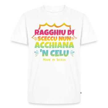 T-shirt Sicile t-shirt Proverbe sicilien - T-shirt Premium bio Homme - blanc - Devant - Nico (187cm)
