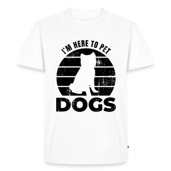 Je suis ici pour caresser les chiens - T-shirt Premium bio Homme - blanc - Devant - Nico (187cm)