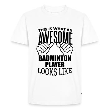 Badminton Badminton Badminton - T-shirt Premium bio Homme - blanc - Devant - Nico (187cm)