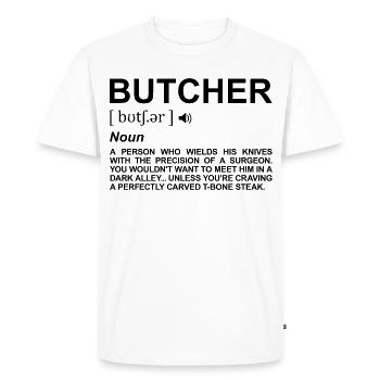 Signification de Butcher - T-shirt Premium bio Homme - blanc - Devant - Nico (187cm)