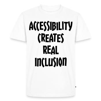 L’accessibilité crée une véritable inclusion # - T-shirt Premium bio Homme - blanc - Devant - Nico (187cm)