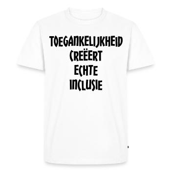 Barrierefreiheit schafft echte Inklusion # - Männer Premium Bio T-Shirt - Weiß - Vorne - Nico (187cm)