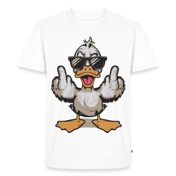 Duck in sunglasses giving the finger - Men's Premium Organic T-Shirt - white - Front - Nico (187cm)