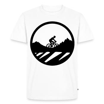Dessin de cycliste de vélo de montagne - T-shirt Premium bio Homme - blanc - Devant - Nico (187cm)