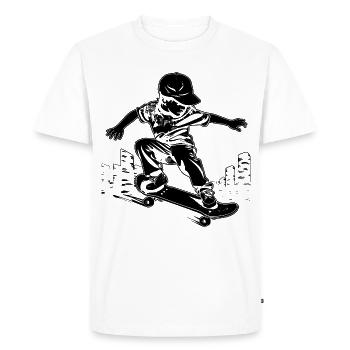 Garçon de skateboard - T-shirt Premium bio Homme - blanc - Devant - Nico (187cm)
