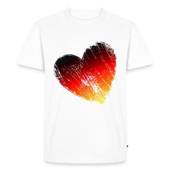 Allemagne Coeur Grunge Noir, Rouge, Or - T-shirt Premium bio Homme - blanc - Devant - Nico (187cm)