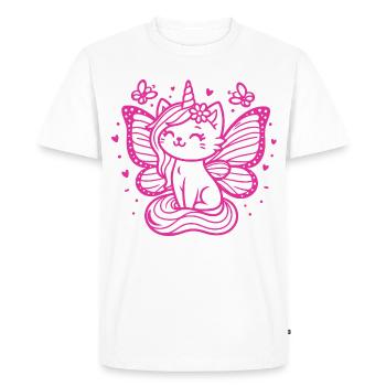 Chat licorne ailé (rose) - T-shirt Premium bio Homme - blanc - Devant - Nico (187cm)