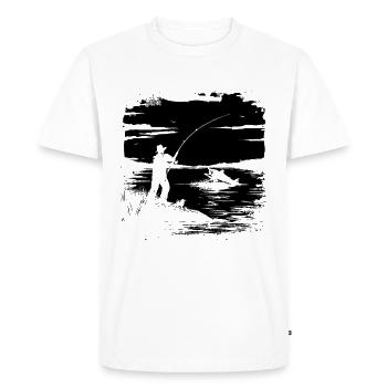 Fishing Sketch - Men's Premium Organic T-Shirt - white - Front - Nico (187cm)