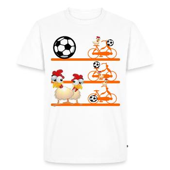 Pays-Bas poulets vélo football - T-shirt Premium bio Homme - blanc - Devant - Nico (187cm)