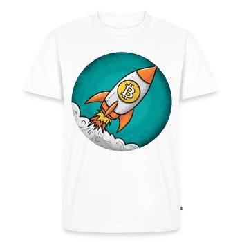 Fusée crypto : Bitcoin sur la lune ! - T-shirt Premium bio Homme - blanc - Devant - Nico (187cm)