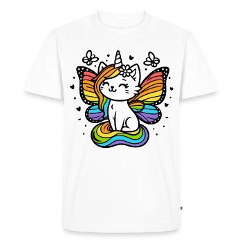 Chat licorne ailé (coloré) - T-shirt Premium bio Homme - blanc - Devant - Nico (187cm)