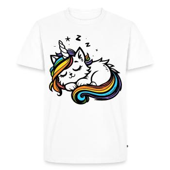 Chat licorne endormi (coloré) - T-shirt Premium bio Homme - blanc - Devant - Nico (187cm)
