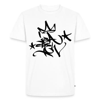 Graffiti Tag Enterrement de vie de garçon Crew King 02 1C - T-shirt Premium bio Homme - blanc - Devant - Nico (187cm)