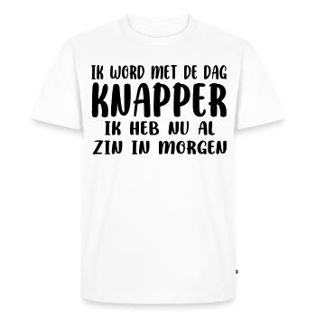 Je deviens de plus en plus beau. Hâte à demain # - T-shirt Premium bio Homme - blanc - Devant - Nico (187cm)