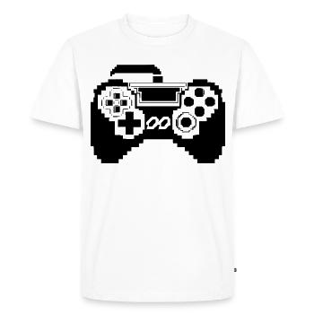 Graphismes pixel de la manette de jeu - T-shirt Premium bio Homme - blanc - Devant - Nico (187cm)