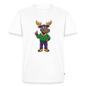 Moose Funny Kawaii Cartoon Character Clipart - Men's Premium Organic T-Shirt - white - Front - Nico (187cm)