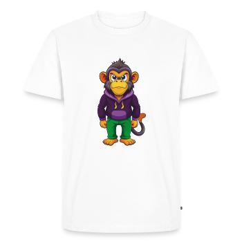 Monkey Funny Kawaii Cartoon Character Clipart - Men's Premium Organic T-Shirt - white - Front - Nico (187cm)