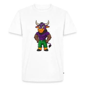 Bull Funny Kawaii Cartoon Character Clipart - Men's Premium Organic T-Shirt - white - Front - Nico (187cm)