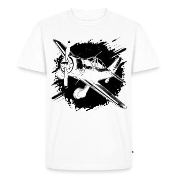 Croquis d’avion à hélice - T-shirt Premium bio Homme - blanc - Devant - Nico (187cm)