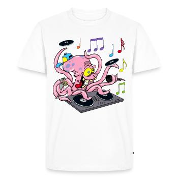 Pieuvre deejay - T-shirt Premium bio Homme - blanc - Devant - Nico (187cm)