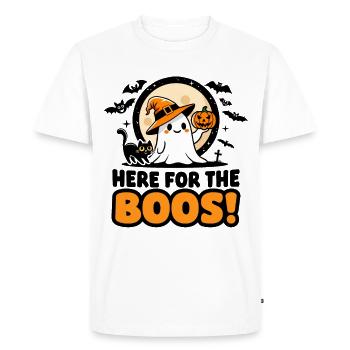 Halloween fantôme citrouille chat noir chapeau de sorcière Boo - T-shirt Premium bio Homme - blanc - Devant - Nico (187cm)