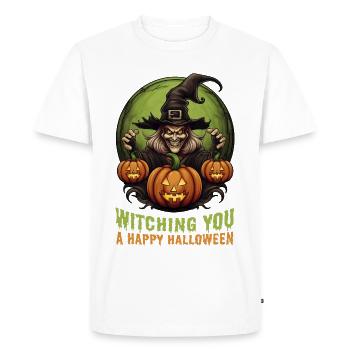 Happy Halloween Party Witch Pumpkins Jack O'Lantern - Men's Premium Organic T-Shirt - white - Front - Nico (187cm)