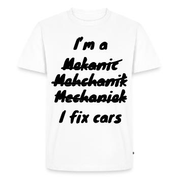 Je suis mécanicien automobile # - T-shirt Premium bio Homme - blanc - Devant - Nico (187cm)