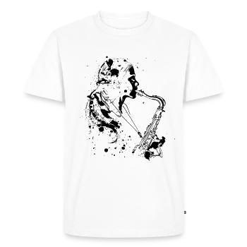 Saxophoniste Street Art - T-shirt Premium bio Homme - blanc - Devant - Nico (187cm)