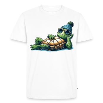 Chill Toad Turtle Cool Chill Gift - Men's Premium Organic T-Shirt - white - Front - Nico (187cm)
