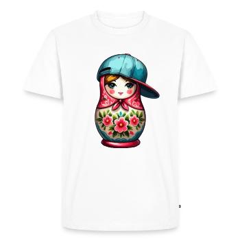 Matriochka Cool Cap Cadeau - T-shirt Premium bio Homme - blanc - Devant - Nico (187cm)
