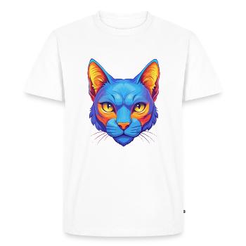 Chat bleu russe, animal de compagnie de dessin animé Kawaii - T-shirt Premium bio Homme - blanc - Devant - Nico (187cm)