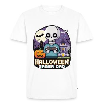 Pixel Halloween Gamer Dad - Men's Premium Organic T-Shirt - white - Front - Nico (187cm)