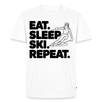 Ski Sign with Inspirational Text - Men's Premium Organic T-Shirt - white - Front - Nico (187cm)
