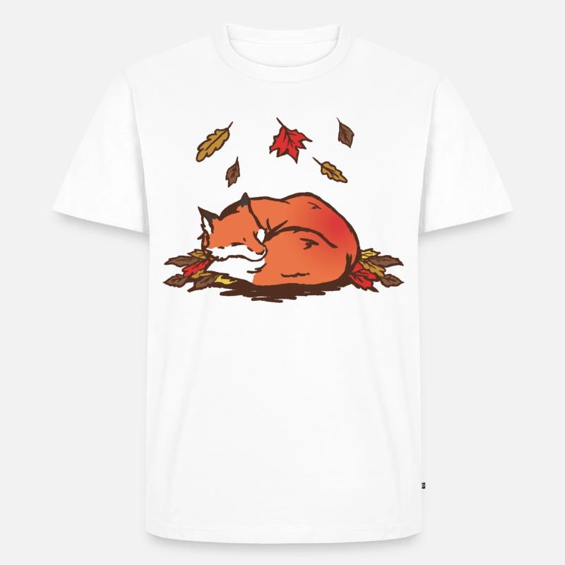 Ruhiger Herbstfuchs Illustration - Männer Premium Bio T-Shirt - Weiß