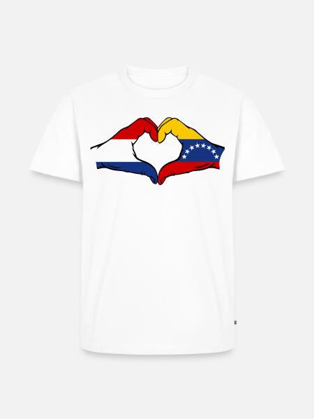 Holland Venezuela Flag Hands Heart Shape - Men's Premium Organic T-Shirt - white