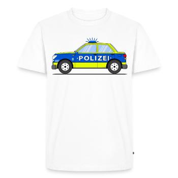 Voiture de police en bleu et jaune - T-shirt Premium bio Homme - blanc - Devant - Nico (187cm)