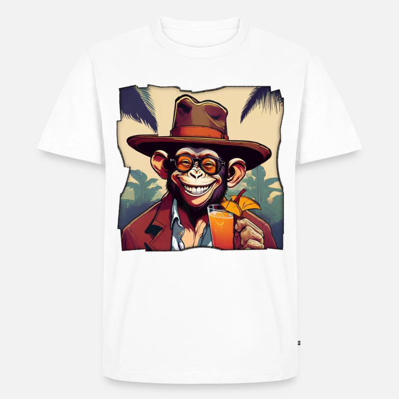 Affe mit Cocktail! - Männer Premium Bio T-Shirt - Weiß