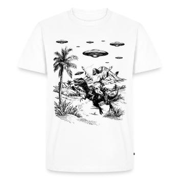 Jésus Dinosaure Fantasy Humour Religion Mème - T-shirt Premium bio Homme - blanc - Devant - Nico (187cm)