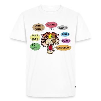Tigre polyglotte - T-shirt Premium bio Homme - blanc - Devant - Nico (187cm)