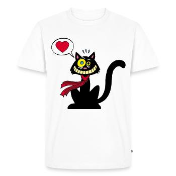 Chat noir amoureux - T-shirt Premium bio Homme - blanc - Devant - Nico (187cm)