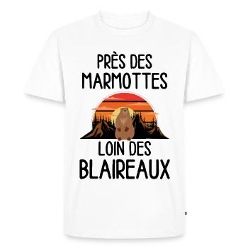 Marmotte au coucher de soleil - T-shirt Premium bio Homme - blanc - Devant - Nico (187cm)