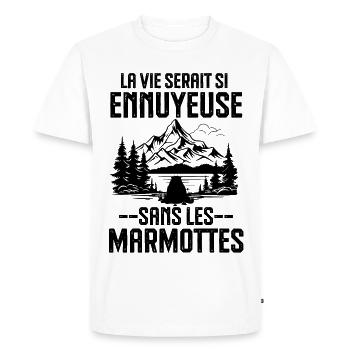 La vie serait si ennuyeuse sans les marmottes - T-shirt Premium bio Homme - blanc - Devant - Nico (187cm)