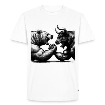 Bourse Marché boursier Bull Bull Bear Cadeau - T-shirt Premium bio Homme - blanc - Devant - Nico (187cm)