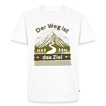 Le voyage est l’objectif : Randonnée dans les montagnes - T-shirt Premium bio Homme - blanc - Devant - Nico (187cm)