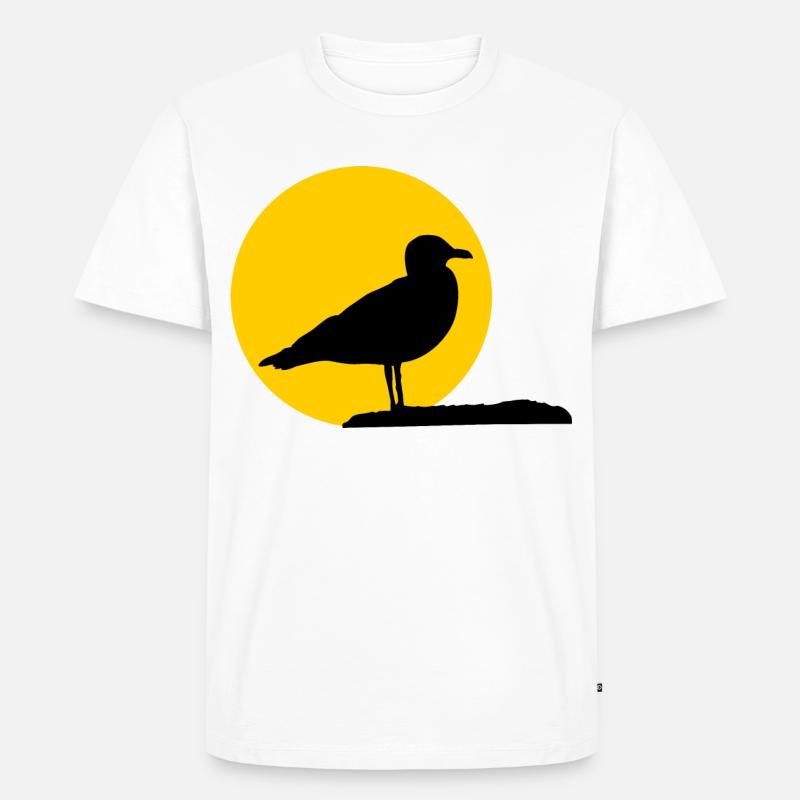 Möwe vor Sonne - Männer Premium Bio T-Shirt - Weiß