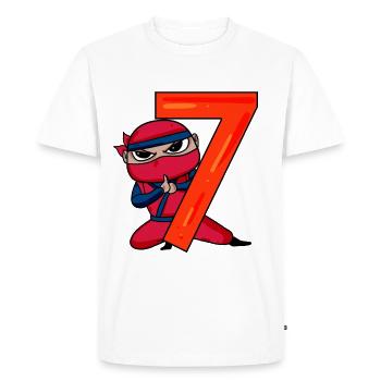 7th Birthday Motif Ninja - 7 years old - Men's Premium Organic T-Shirt - white - Front - Nico (187cm)