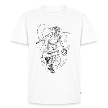 Basketball Girl Line Drawing - Men's Premium Organic T-Shirt - white - Front - Nico (187cm)