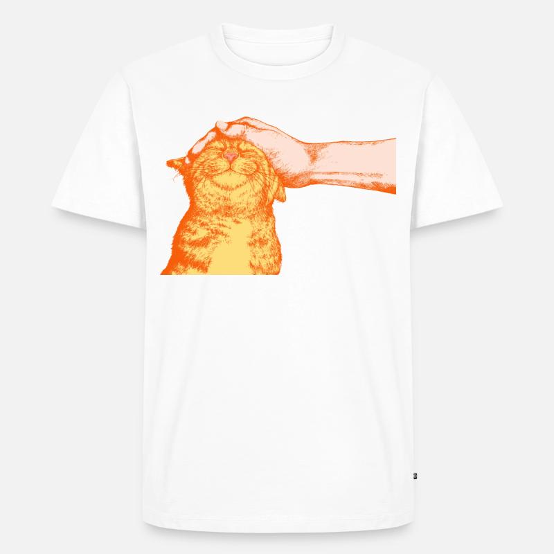 DIE GLÜCKLICHE KATZE - Männer Premium Bio T-Shirt - Weiß