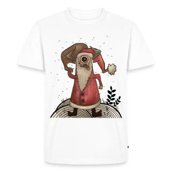 Drôle de Père Noël Monstre - T-shirt Premium bio Homme - blanc - Devant - Nico (187cm)